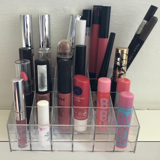 Tecbeauty Lipstick Holder, 24 Slots Clear Lipstick Organizer Acrylic Lipgloss - Image 3