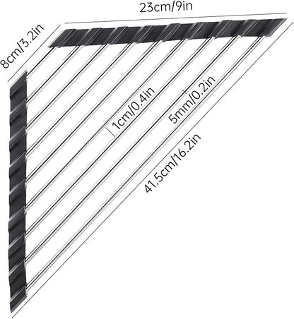 Tomorotec Foldable Stainless Steel Triangle Roll-Up Dish Drying Rack - Image 7