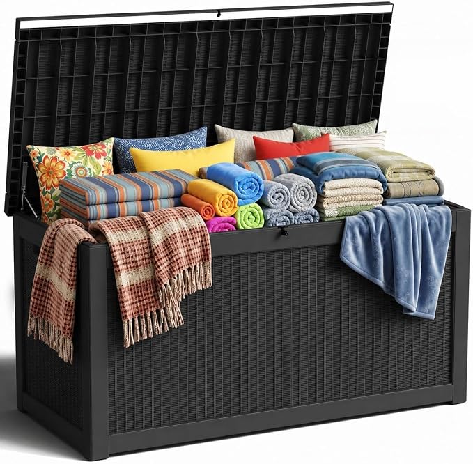 Vixzen 320 Gallon Deck Boxes Outdoor Waterproof, Lockable Storage Box by Vixzen