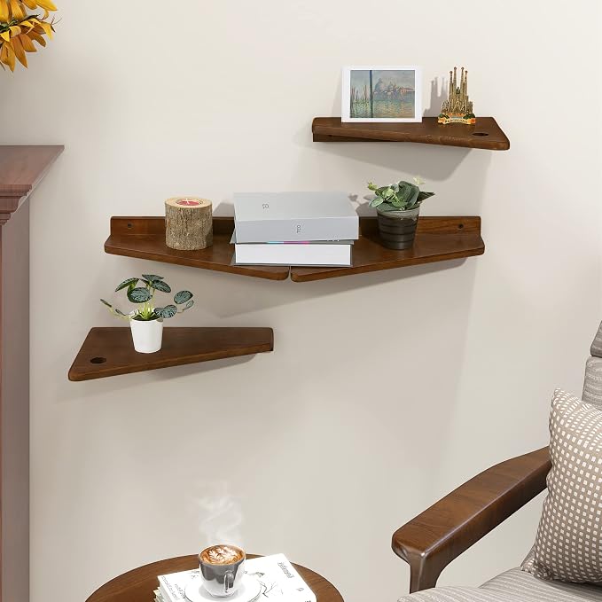 SUMGAR Floating Nightstand Wall Mounted, 13 inch Wood Floating Shelves Bedside - Image 7