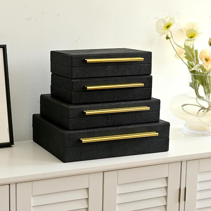 Faux Shagreen Leather Jewelry Boxes Set of 4 - Image 6