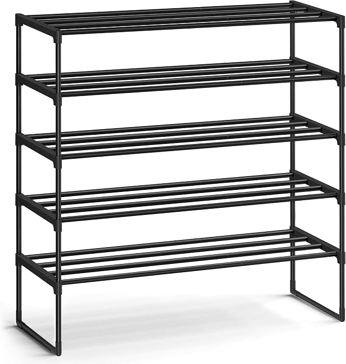 SONGMICS Shoe Rack, 5-Tier Shoe Organizer, Metal Storage Shelf, Upright or by Unknown