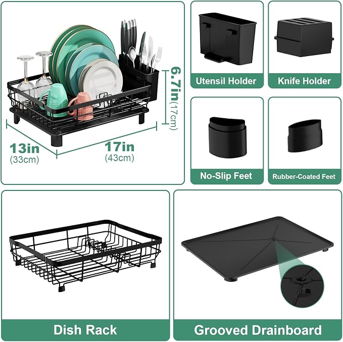 MOUKABAL Dish Drying Rack, Dish Rack, Stainless Steel Dish Racks - Image 2