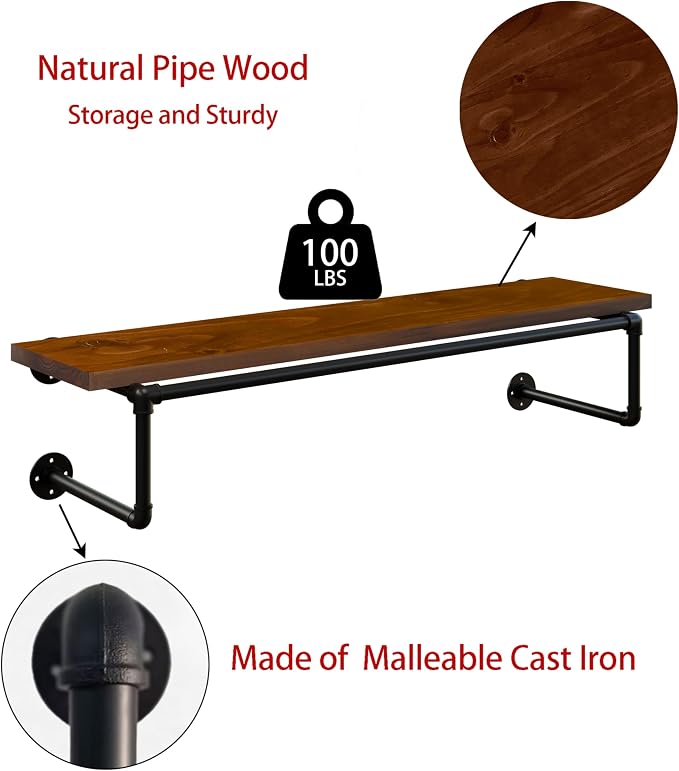 Clothes Rack 42in, Wall Mounted Garment Racks - Image 7