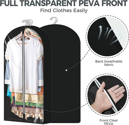 6 Pcs 40" Garment Bags for Hanging Clothes, Garment Bags Shoulder Covers - Image 5