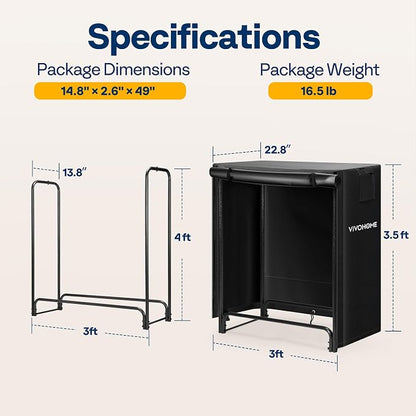 VIVOHOME 3 ft Heavy Duty Firewood Rack Outdoor - Image 4
