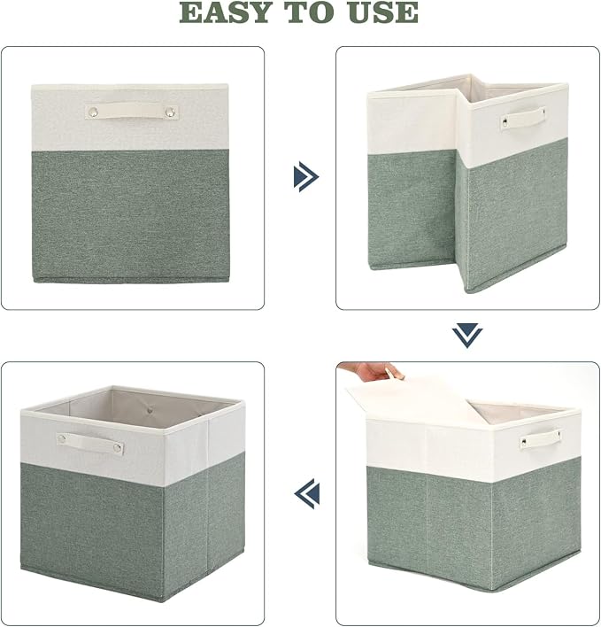 FinishingBo 13x13x13 Storage Cube Bins 6 Pack, Cube Shelf Baskets | Foldable - Image 4