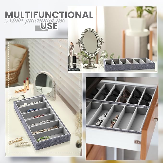 4 Pcs Velvet Sunglasses Organizer Tray 6 Grid Sunglass Organizer Velvet Tray - Image 4