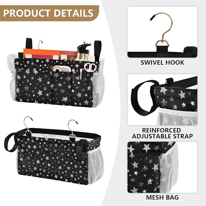 Sparkly Silver Stars Bedside Caddy - Image 5