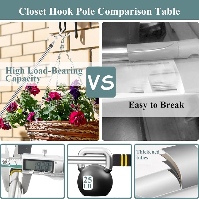 Clothes Hook Pole Heavy Duty, 32 to 80In Retail Clothing Hook Pole | Extra Long - Image 5