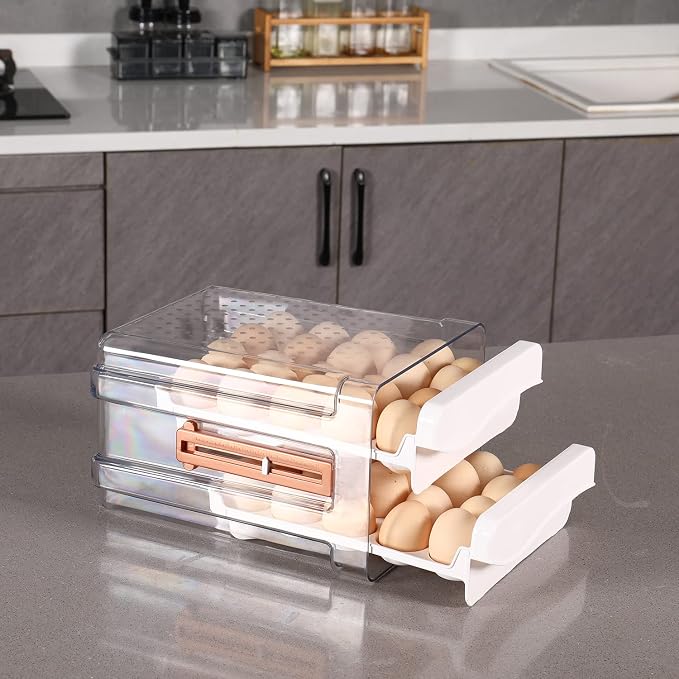 Sooyee Egg Holder for Fridge, 2 Drawers 40 Eggs | Eggs Organizer for - Image 2