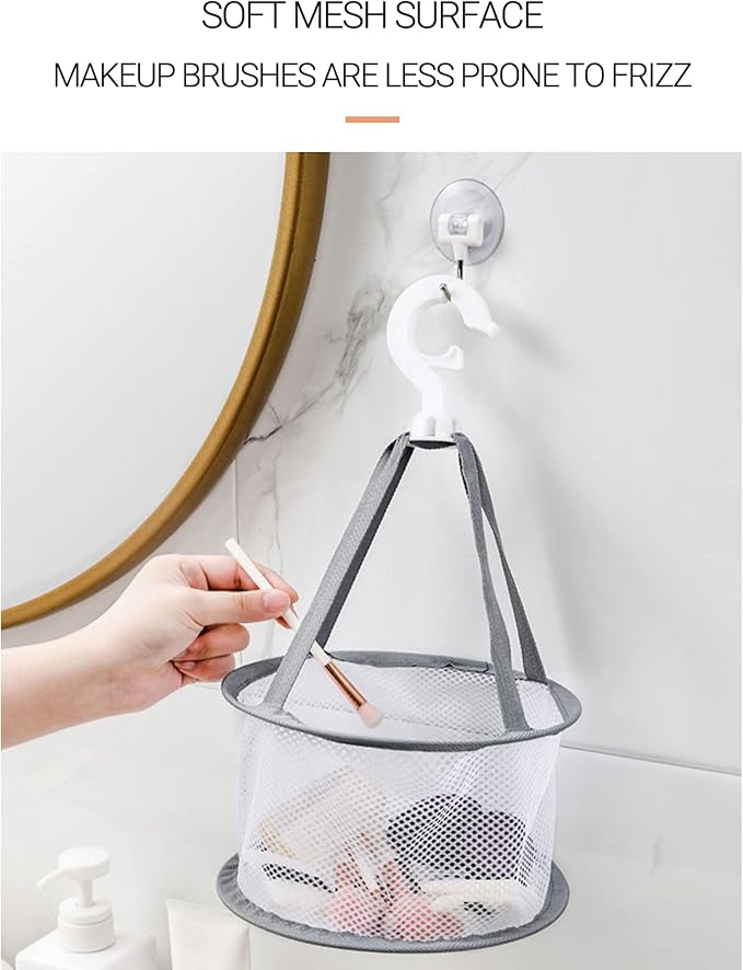 SooGree 2PCS Makeup Brush Dryer Hanging Mesh Rack Basket - Image 8