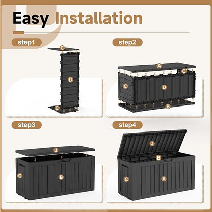 Vixzen 121 Gallon Waterproof Large Deck Box, Lockable Resin Outdoor Storage Box - Image 5