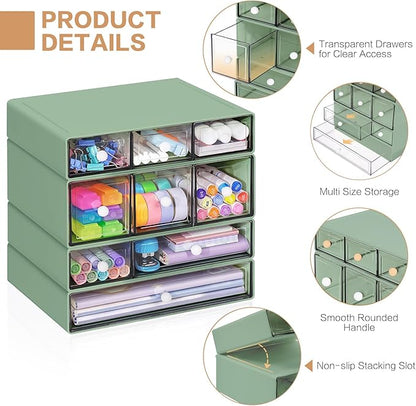 Desk Storage Organizer with 9 Drawers, 4 Tiers Stackable Desktop Craft Storage - Image 4