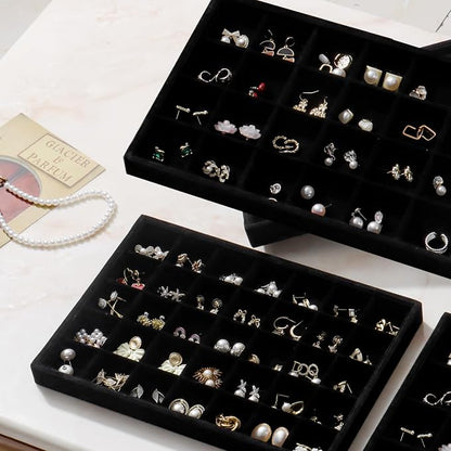 Large Jewelry Drawer Organizer Trays Set of 4, Stackable Velvet Jewelry Trays - Image 5
