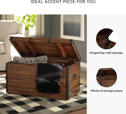 Signature Design by Ashley Kettleby Vintage Wood Storage Trunk or Coffee Table - Image 5