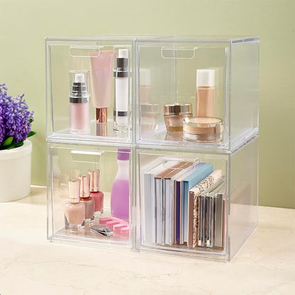 STORi Audrey Stackable Bin Clear Plastic Organizer Drawers | 2 Piece Set | - Image 7