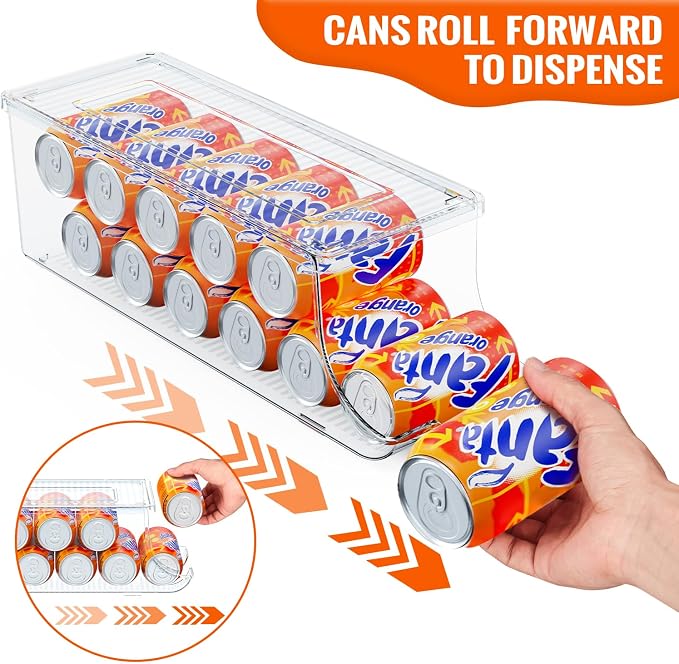 2 Pack Soda Can Organizer for Refrigerator, Stackable Canned Food Pop Cans - Image 3