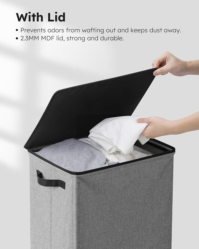 SOLEDI Laundry Hamper with Lid 90L Large & Tall Collapsible Laundry Basket - Image 5