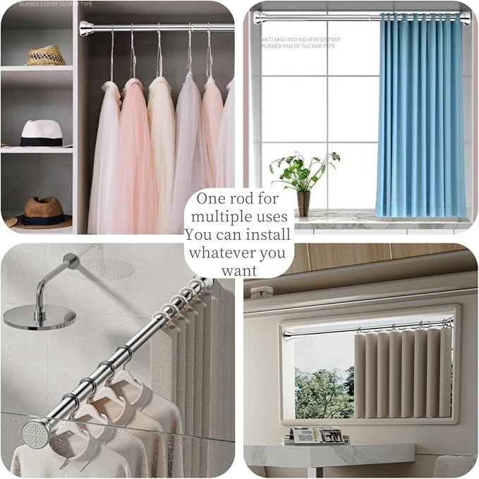 Telescopic clothes rod, adjustable clothesline rod, shower curtain rod - Image 9