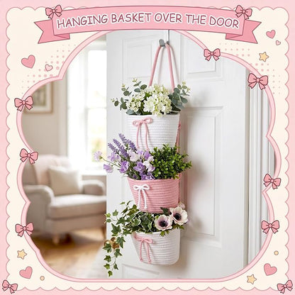 3-Tier Hanging Wall Basket Wall Mounted Woven Basket - Image 5
