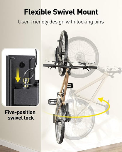 Alphamount AM Swivel Bike Wall Mount, Metal Wall Bike Rack - Image 2