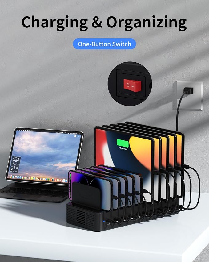100W Charging Station for Multiple Devices, 10-Port USB Fast Charging Station - Image 7
