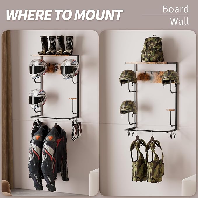 Motorcycle Helmet Holder Wall-Mounted Helmet Rack - Image 3