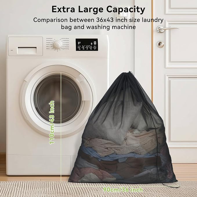 OTraki Ex-Large Mesh Laundry Bags 36x43 Inch Drawstring Laundry Bag 2 Pack - Image 7