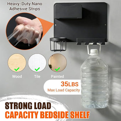 Floating Bedside Wall Shelf, Metal Bedside Wall Organizer - Image 3