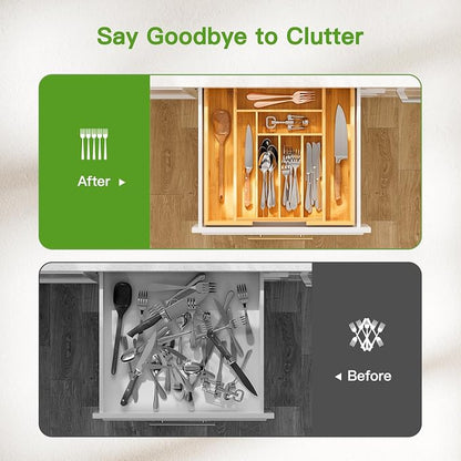 Pipishell Bamboo Expandable Drawer Organizer - Image 6