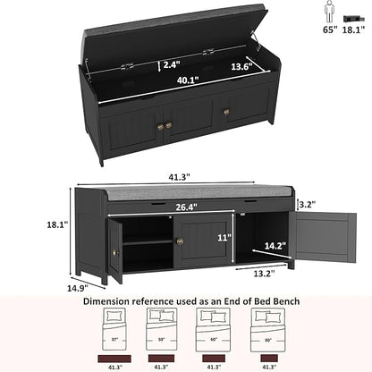 HOMEFORT 41.3" Shoe Bench with Lift Top Storage, Entryway Bench with Cushioned - Image 3