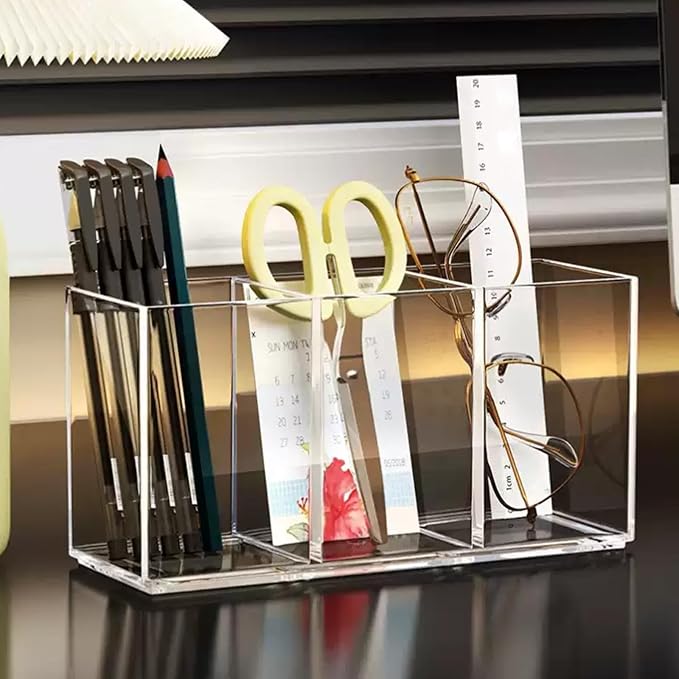 Acrylic Makeup Brush Holder, 2 Pack Clear Pencil Holder, Desk Accessories Holder - Image 5
