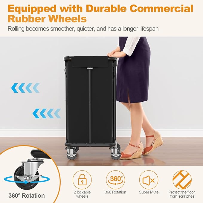Laundry Basket with Wheels, Rolling Laundry Hamper, 30 Gal., Removable and - Image 3