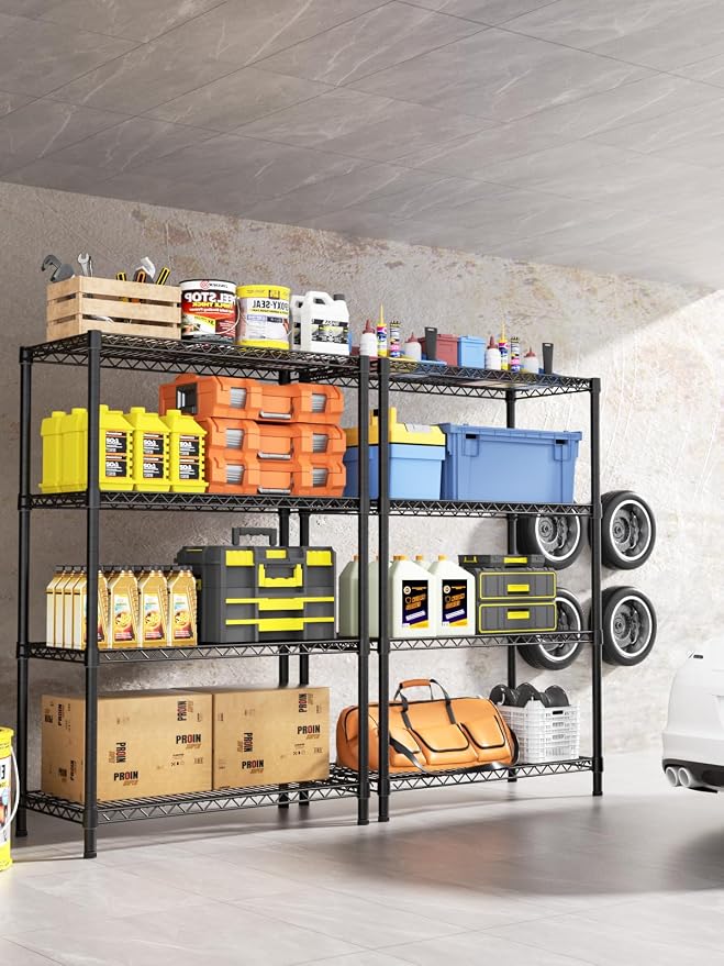 4 Tier Adjustable Storage Shelves, Heavy Duty Metal Utility Shelf 1400LBS - Image 6
