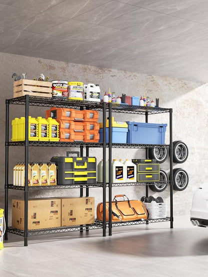 4 Tier Adjustable Storage Shelves, Heavy Duty Metal Utility Shelf 1400LBS - Image 6
