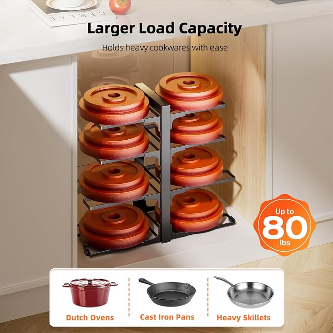 MUDEELA 8-Tier Pots and Pans Organizer under Cabinet, Adjustable Heavy Duty - Image 5