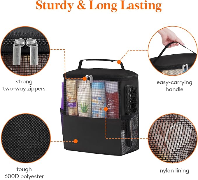 Lifewit Shower Bag Mesh Shower Caddy Portable College Dorm Room Essentials Tote - Image 6
