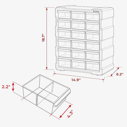 Small Parts Organizer for Hardware & Screws | 18 Removable Bins - Image 3