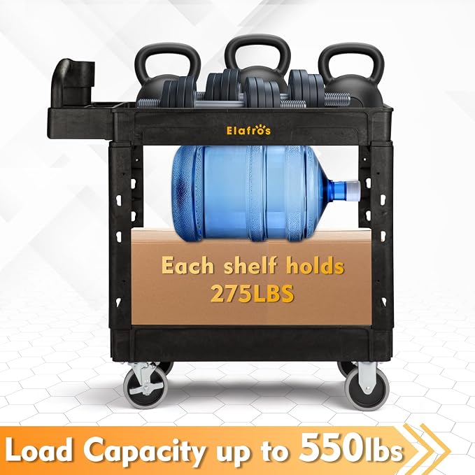 ELAFROS Utility Cart with Ergonomic Handle and Built-in Tool Compartments - Image 6