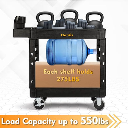 ELAFROS Utility Cart with Ergonomic Handle and Built-in Tool Compartments - Image 6