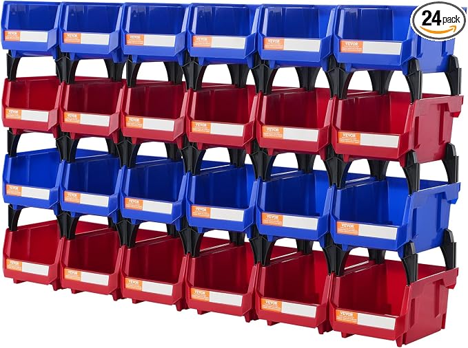 VEVOR Plastic Stackable Storage Bins 24 Pack, Hanging Stackable Storage by VEVOR
