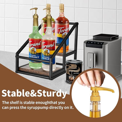 Coffee Syrup Rack Organizer, Liquor Bottle Display Shelf, 2-Tier 4 Bottle Stand - Image 5