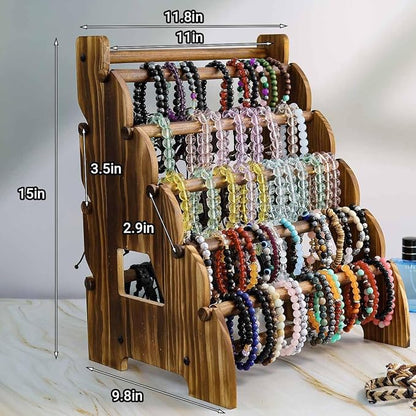 Wooden Bracelet Holder 8 Tier Jewelry Bracelet Display Stand, Portable Organizer - Image 6