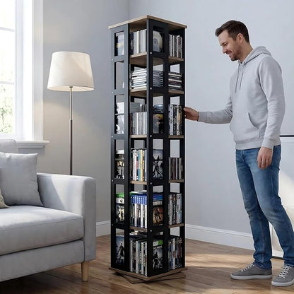 Heavy Duty CD Rack Tower, Media Storage Cabinet, 6 Tier Rotating Media Tower - Image 5