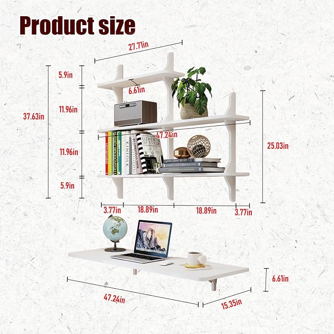 Pmnianhua Wall Mounted Folding Table, Foldable Drop Leaf Table, Wall Mount Fold - Image 2