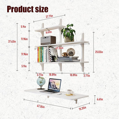 Pmnianhua Wall Mounted Folding Table, Foldable Drop Leaf Table, Wall Mount Fold - Image 2