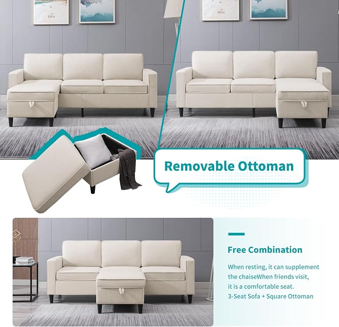 BALUS 78" Living Room Couches Set, 3 Seater Sofa - Image 6