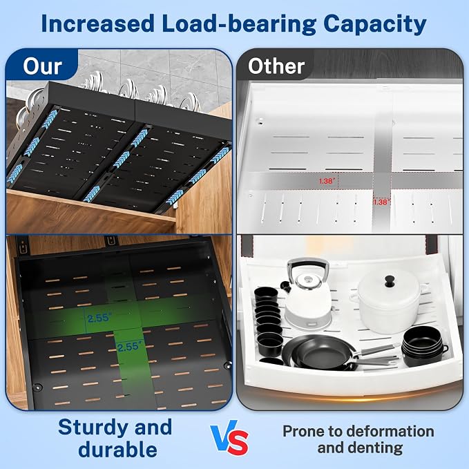 Insputer Pull Out Cabinet Organizer ExpandableW &D, Slide Out Drawers - Image 3