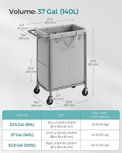 SONGMICS Laundry Basket with Wheels, Rolling Laundry Hamper, 23.8 Gallons - Image 6